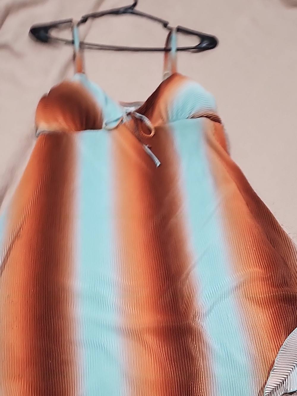 Kids Striped One-Piece Swimsuit in Orange and Light Blue